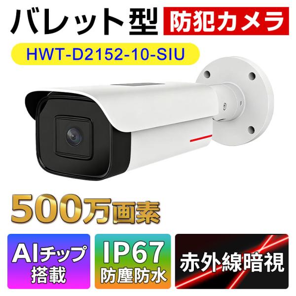 5MP AI搭載 バレット型防犯カメラ 高精細監視 人体検知 スマート分析 屋外対応 IP67 1T...