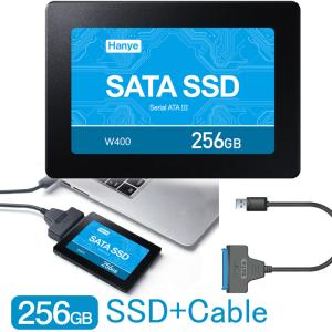 セール Hanye製SSD 256GB 内蔵 2.5インチ SATAIII 6Gb/s R:520MB/s 3D Nand 高耐久TLC アルミ製筐体 + SATA-USB3.0変換ケーブル 国内3年保証・翌日配達