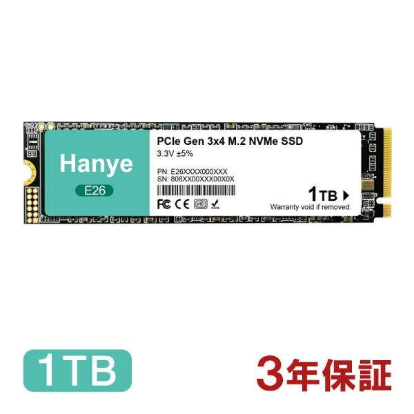 Hanye 内蔵型 SSD 1TB PCIe Gen3x4 M.2 NVMe 2280 3500MB...
