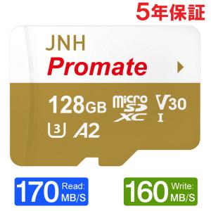 マイクロsdカード microSDXCカード 128GB R:170MB/s W:160MB/s UHS-I DDR200モード U3 V30 4K Ultra HD A2 JNH Promate 5年保証｜jnh