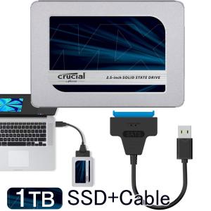 Crucial MX500 SSD 1TB 2.5インチ CT1000MX500SSD1 SATA3 内蔵 SSD+ SATA-USB3.2 Gen1変換ケーブル付 翌日配達 5年保証 送料無料