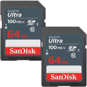 【2枚セットお買得】SDXCカード Ultra 64GB UHS-I U1 R:100MB/s Class10 SanDisk サンディスク SDカードSDSDUNR-064G-GN3IN 並行輸入品