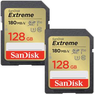【2枚セットお買得】SDカード SanDisk Extreme SDXCカード 128GB UHS-I U3 V30 R:180MB/s W:90MB/s 4K Ultra HD対応 SDSDXVA-128G-GNCIN 並行輸入品 送料無料