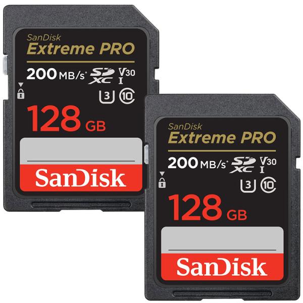 2枚セット SanDisk Extreme PRO SDXCカード 128GB UHS-I U3 V...