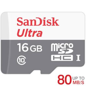 microSDカード マイクロSD microSDHC 16GB 80MB/s SanDisk サンディスク UHS-1 CLASS10 SDSQUNS-016G-GN3MN海外パッケージ