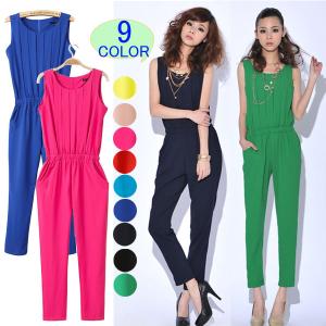 オールインワン シフォン サロペット ロンパース ノースリーブ　ネコポス送料無料