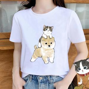 Tシャツ レディース 半袖 猫柄 綿100% イ...の商品画像