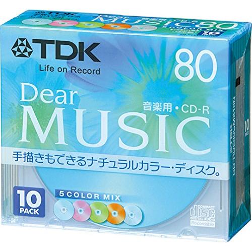 TDK CD-R 音楽用 80分 カラーミックス 手描き対応 10枚パック CD-RDE80CMX1...