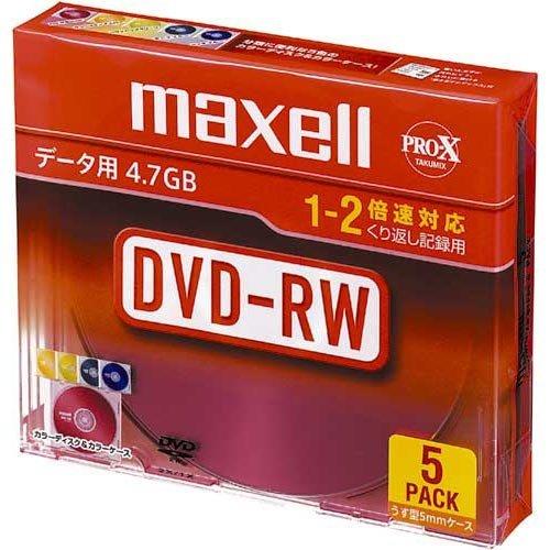 maxell データ用 DVD-RW 4.7GB 2倍速対応 カラーミックス5枚 5mmケース入 D...