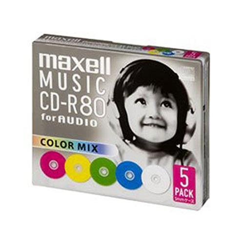 maxell 音楽用 CD-R 80分 カラーミックス 5枚 5mmケース入 CDRA80MIX.S...