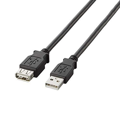 エレコム USB延長ケーブル USB2.0 A-Aメスタイプ 3m ブラック U2C-E30BK
