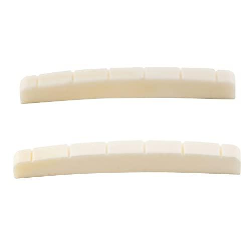 Musiclily Basic 43mm 弦溝加工済み牛骨ナット 6弦フェンダー系カーブドタイプ エ...
