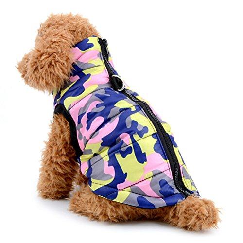 ZUNEA ペット服 迷彩柄 ジャケット 犬服 ハーネス コート 小型犬 猫 秋冬服 ダウン風ベスト...