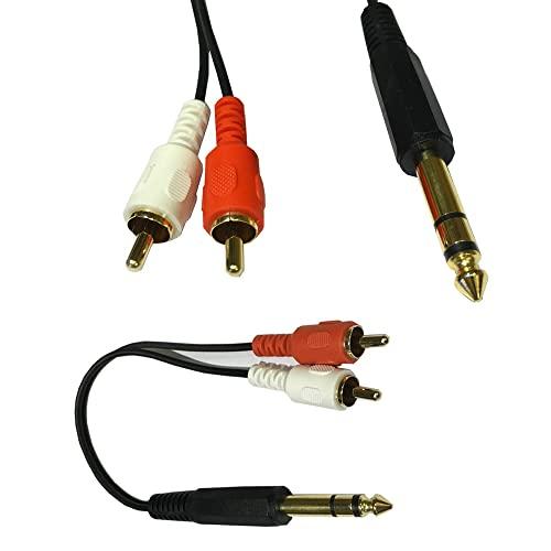AKNPMHT オーディオ変換ケーブル 6.35MM モノラル標準プラグ オス to 2*RCAステ...