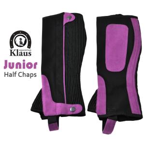 ジュニア用 ハーフチャップス PA3（紫×黒） 子供用 チャップス Klaus 乗馬用品 馬具｜jobayohin