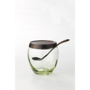 URUSHITOグラス　スリット蓋つきグラス（大）黒拭漆　匙つき　浄法寺漆産業＆萩ガラス工房｜joboji