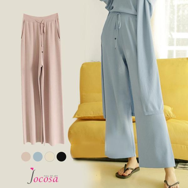 ワイドパンツ レディース 大きい ロング ニット 薄手 サマーニット  ルームウェア ゆったり くす...