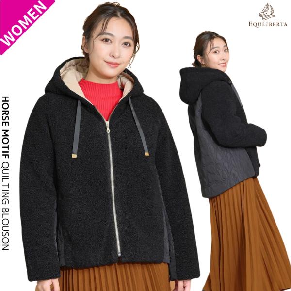 乗馬 ジャケット ブルゾン EQULIBERTA ホースモチーフ キルティングブルゾン 乗馬用品 馬...