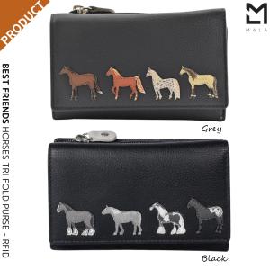 乗馬用品 MalaLeather ベストフレンドホース 長財布 ブラック 乗馬