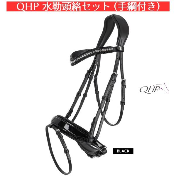 乗馬 頭絡 額革 QHP スカイ アナトミカル 水勒頭絡 セット（手綱付き） 乗馬用品 馬具