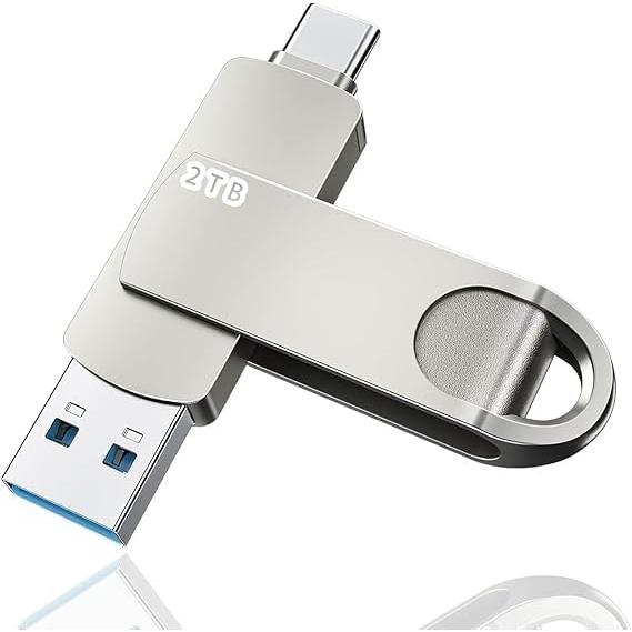 USBメモリ 2TB 大容量 2in1 高速＆Type-C コンパクト 外付けメモリー 360度回転...