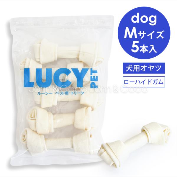 ルーシーペット チューイングボーン Mサイズ 5本入 犬 おやつ ガム デンタルケア 牛皮
