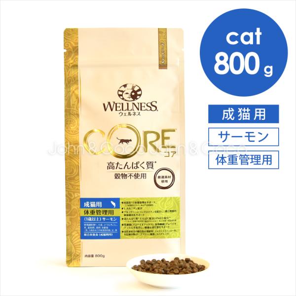 ウェルネス コア 高たんぱく質・穀物不使用 体重管理用 1歳以上 サーモン 800g キャットフード...