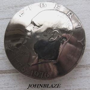 コンチョ ネジ式 USA アメリカ合衆国 大サイズ＄ 1ドル硬貨 アイゼンハワー Eisenhower 自由の鐘と月 200周年記念硬貨 古銭 メダル コイン ネジ付