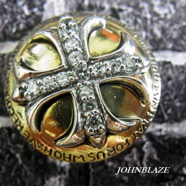 コンチョ ネジ式 十字架 クロス きらきら キュービックジルコニア 石 シルバ−925 ブラス 真鍮...