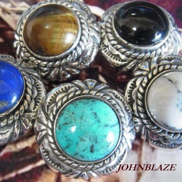 シルバ−925製 コンチョ ネジ式 天然石セッティング ネイティブ系 トライバル 直径25mm ジェ...