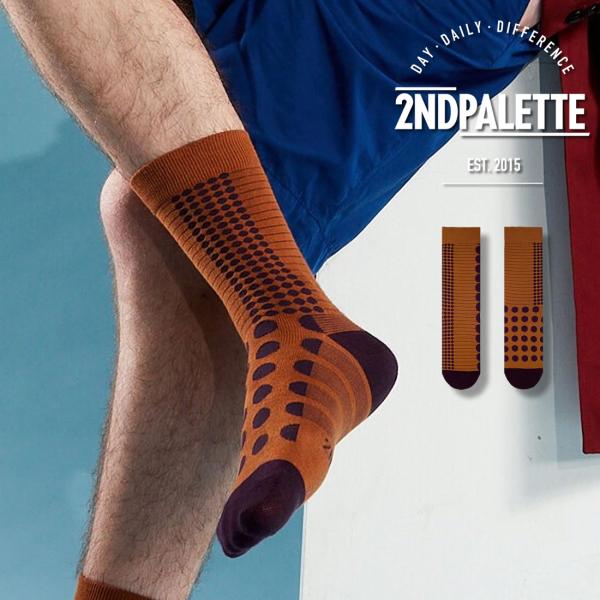 セカンドパレット エッグプラントドット クルーソックス 2nd PALETTE アシンメトリー 靴下...