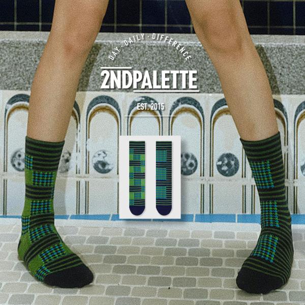 セカンドパレット ライムポップ クルーソックス 2nd PALETTE 左右非対称デザインソックス ...