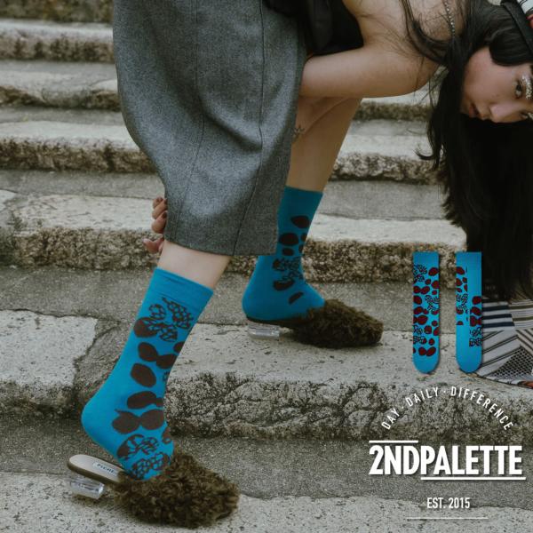 セカンドパレット ビーチ ステップ クルーソックス 2nd PALETTE 左右非対称デザインソック...