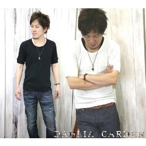 DAHLIA GARDEN ダリアガーデン 綿麻ガーゼ天竺5分袖リブ使いクルーネックカットソー メンズ Tシャツ おしゃれ｜johnbull-jeans