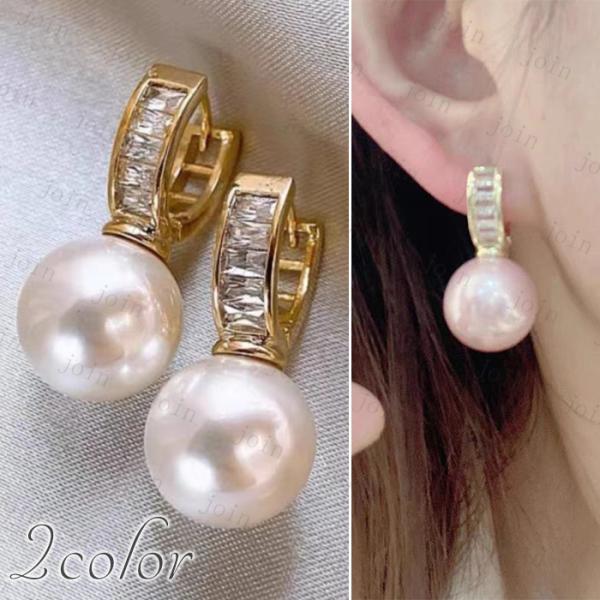 フープピアス パール 日本国内当日発送 パールピアス レディース 真珠 フープ ピンク 一粒 アクセ...