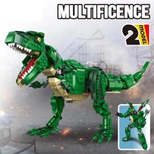 【在庫処分】ZMBLock ブロック 2in1 恐竜 変形ロボット 31026 ティラノサウルス モデル装飾 置物 可動 ギフト 子供 おもちゃ プレゼント