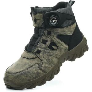 ダイヤル式安全靴 ハイカット 防水 あんぜんぐつ 革靴 軽量 ブーツタイプ 鋼製先芯入り 作業靴 耐滑 釘踏み抜き防止 耐摩耗 おしゃれ 防災