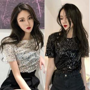 スパンコールtシャツ レディース 半袖tシャツ ...の商品画像