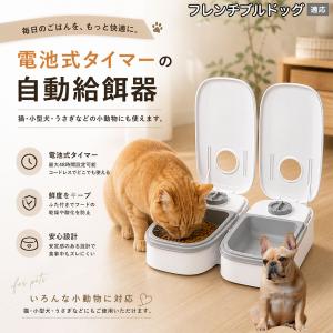 フレンチブルドッグ犬 フレブル 自動給餌器 タイマー式 犬 猫 1食 2食 自動餌やり機 電池式 留守番 ペット 小動物