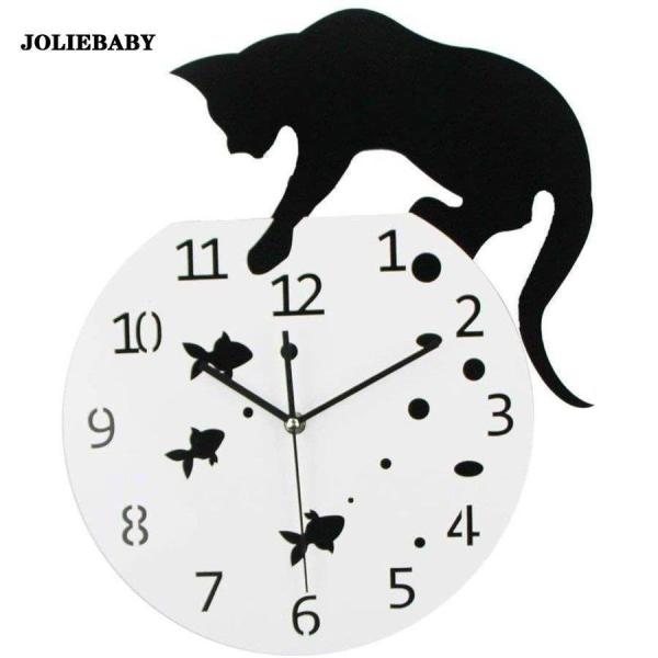壁掛け時計 掛け時計 おしゃれ デジタル 静音 北欧 時計 かわいい ネコ ねこ 雑貨 猫グッズ 壁...