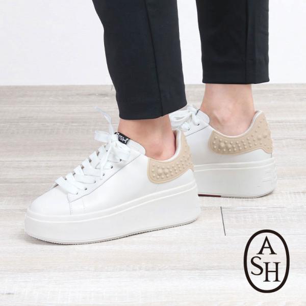 ASH アッシュ MOBY RUBBER 厚底スニーカー ホワイトｘベージュ 150005