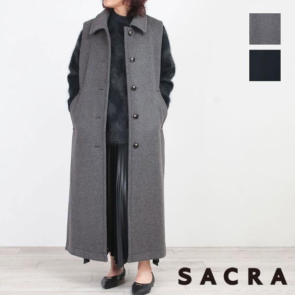 SACRA サクラ ダブルクロスビーバー ロングジレ ウール レディース アウター 12460506...
