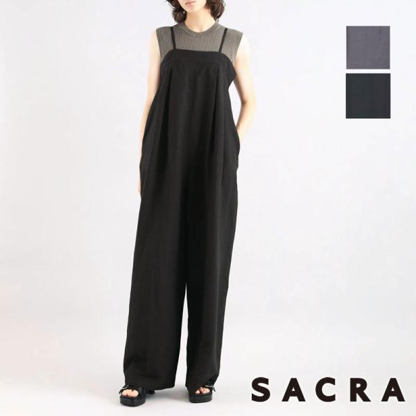 SACRA サクラ レーヨンリネン タンブル サロペット 125109051 新作 正規品