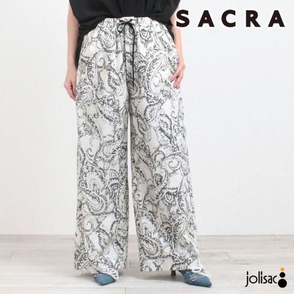 ワイドパンツ レディース SACRA サクラ BLURRED PAISLEY PANTS 12611...