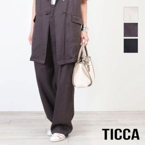 TICCA ティッカ ロングパンツ レディース フルレングス リネン パナマタックパンツ TBCS-153｜jolisac