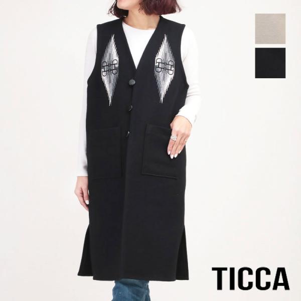 TICCA ティッカ ロングジレ ネイティブ柄 ベスト TBDS-092 爆買