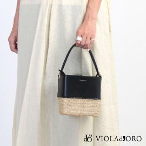 ショルダーバッグ バッグ VIOLAd'ORO レザーハンドルアバカメッシュ