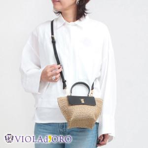 ショルダーバッグ バッグ VIOLAd'ORO レザーハンドルアバカメッシュ