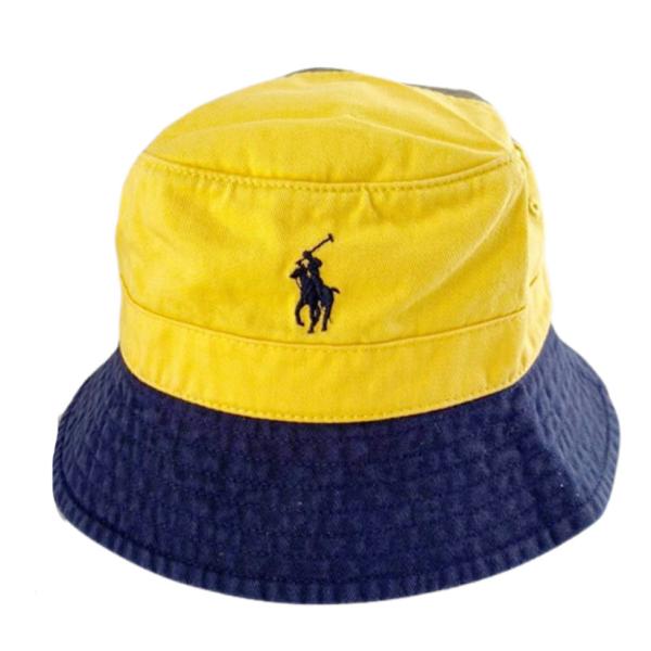 ラルフローレン バケットハット 2wayカラー イエロー カーキ polo刺繍 帽子