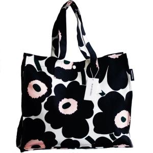 マリメッコ トートバッグ セール 特集 コットンキャンバスバッグ Carita Pieni ウニッコ花柄 ブラック 新品 ホワイト Unikko